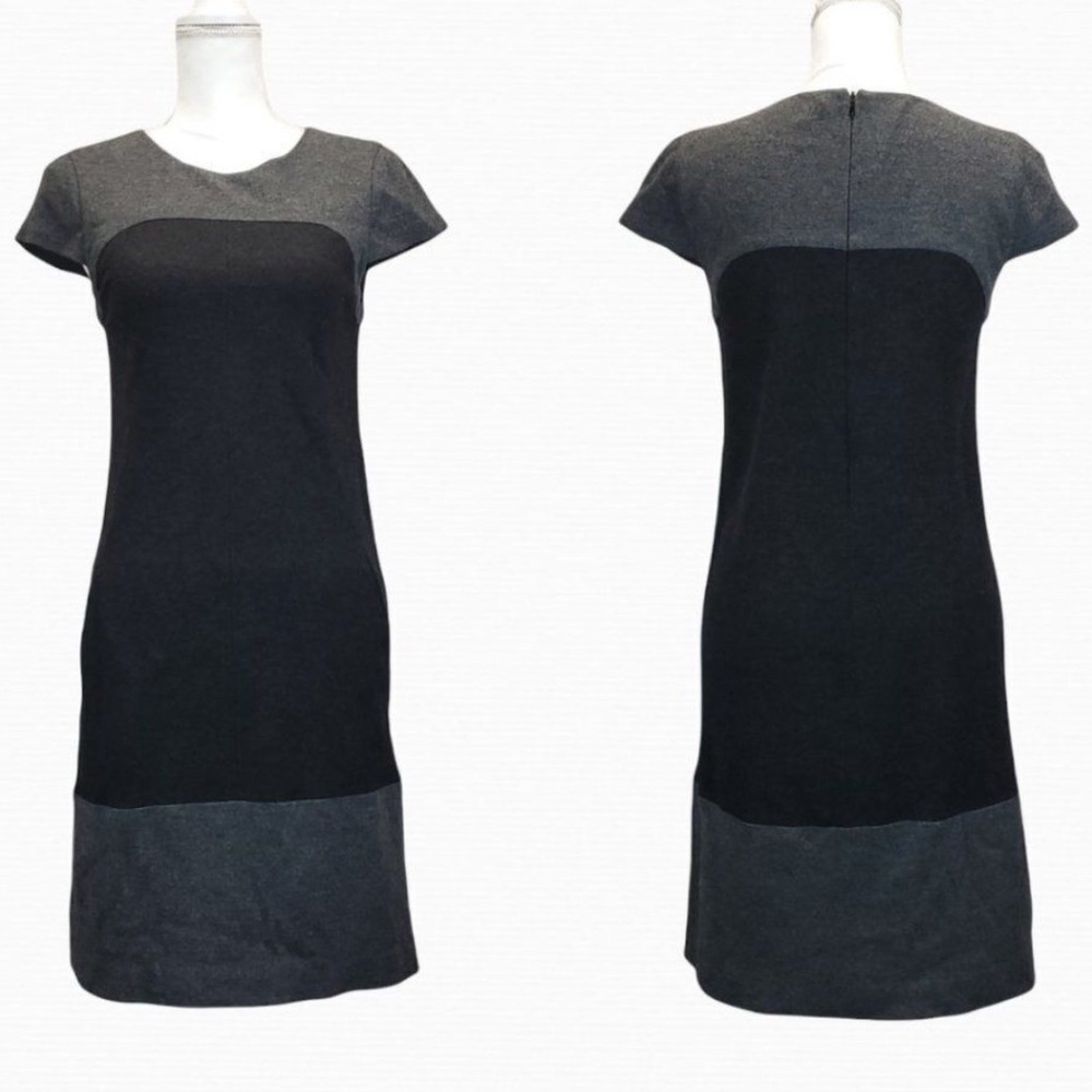 Vince Color block‎ Dark Grey/Light Grey Wool Midi Dress Size 10